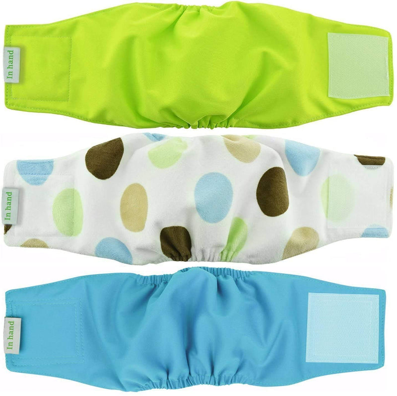 IN HAND Washable Male Dog Diapers(Pack of 3), Premium Reusable Belly Bands for Male Dogs, Durable Male Dog Belly Wrap, Comfy Doggie Diapers S(13"-17") Popular Color - BeesActive Australia
