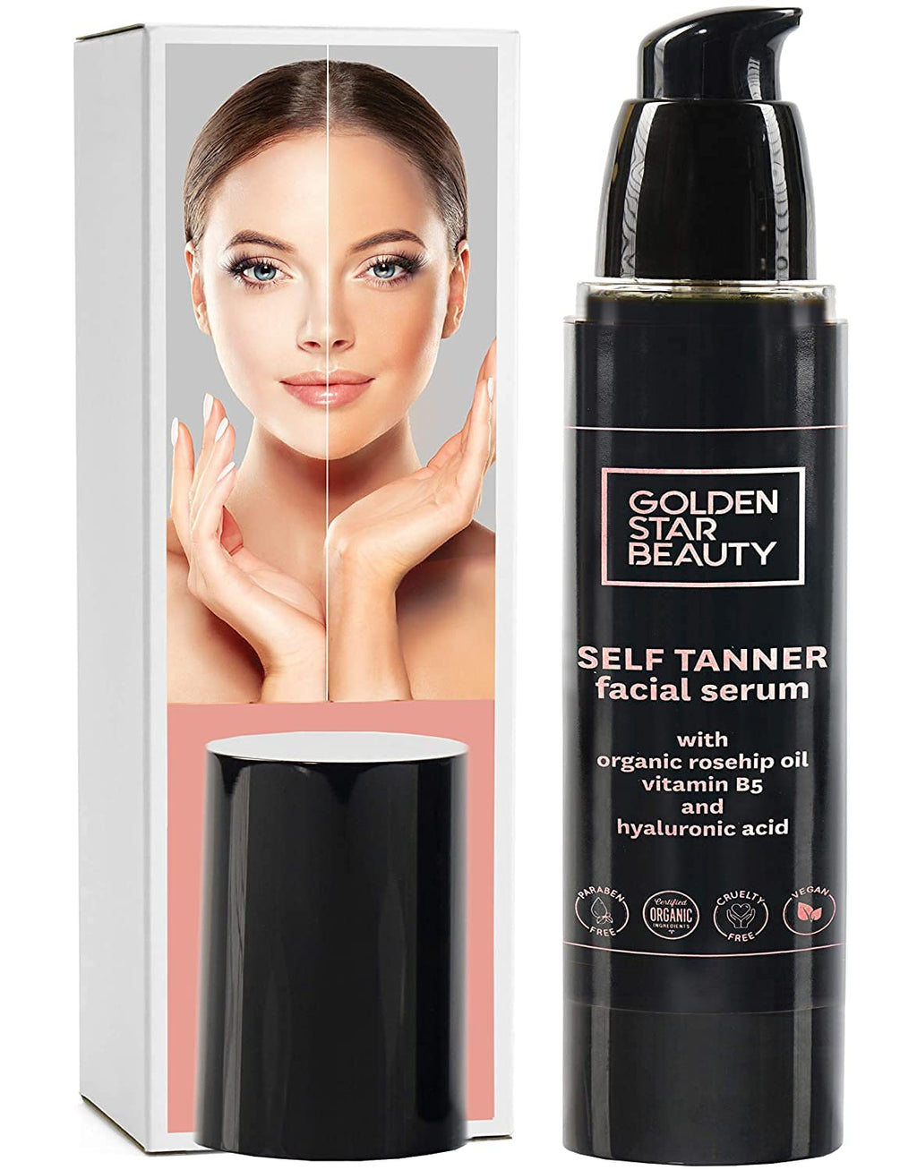 Face Tanner – Self Tan Serum w/Hyaluronic Acid and Organic Rosehip Oil, Self Tanners Best Sellers, Facial Sunless Tanner for Natural Sunkissed Glow, Fake Tan Moisturizer 2.0 fl - BeesActive Australia