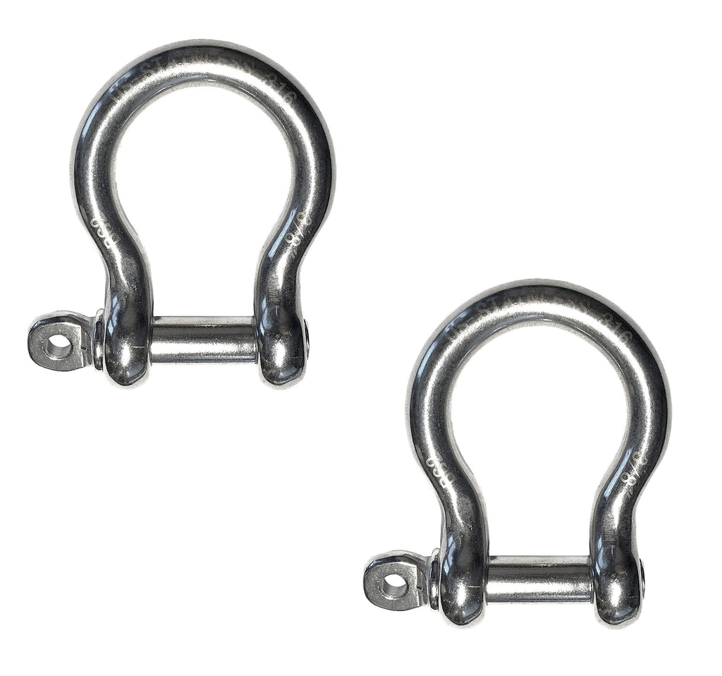 [AUSTRALIA] - 2 Pieces Stainless Steel 316 Forged Bow Shackle 3/8" (10mm) Marine Grade 