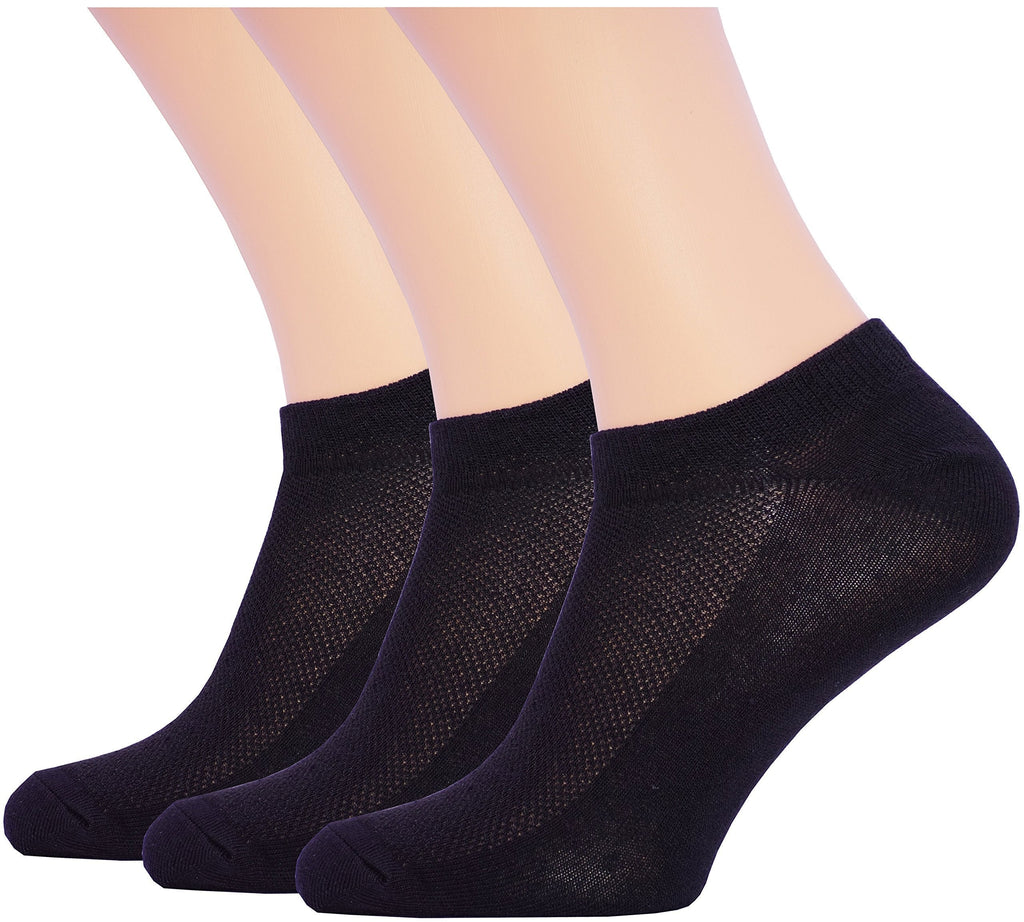[AUSTRALIA] - 3 Pack Unisex Ultra Thin Breathable Dry Fit Low Cut Running Ankle Socks black color Shoe Size: 6-12 