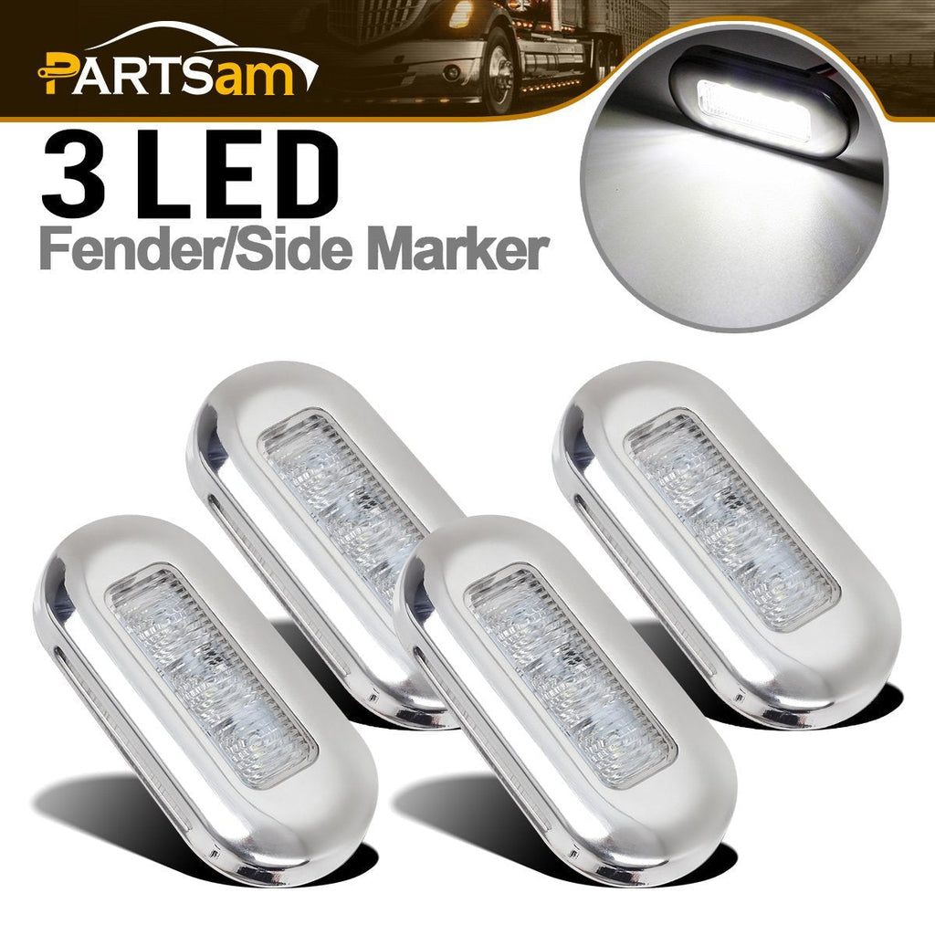 [AUSTRALIA] - Partsam 4pcs 3" LED Oblong Stainless Courtesy Light Accent Yacht Marine Boat Clear/White, Submersible LED Boat/Caravan Light, Walkways Step Storage Led Interior Exterior Courtesy Lights Lighting 