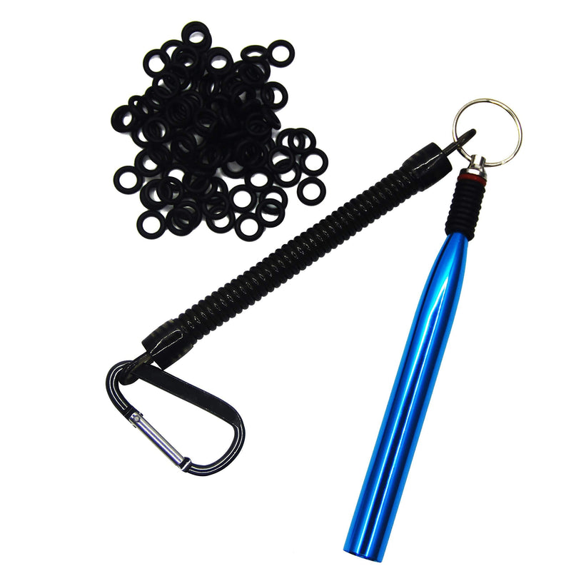 [AUSTRALIA] - nawaish Wacky Rig Tool and 300 PCS Worm O-Rings,Wacky Ring Tool, Wacky Worm Kit for Senko Stick Soft Baits Blue Tool + 300 Black O-rings 