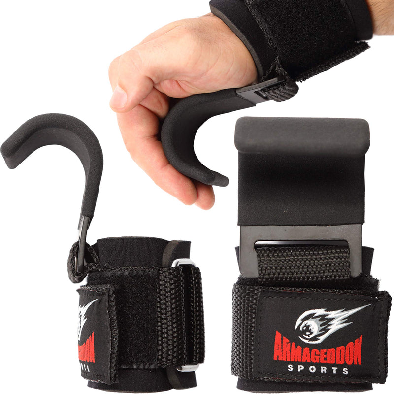 Armageddon Sports Premium Weight Lifting Wrist Hooks Straps for Maximum Grip Support - Deadlift Gloves and Grip Pads Alternative in Fitness Gym Power Training Like Pull Up Deadlifting & Shrugs - BeesActive Australia
