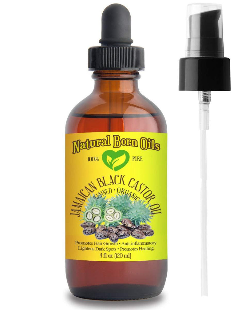 SALE! 4oz Jamaican Black Castor Oil, 100% Pure and Natural, Organic, for Healthy Skin and Hair - Includes Pump & Dropper - BeesActive Australia