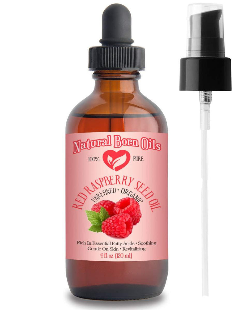 SALE! 4oz Red Raspberry Seed Oil, 100% Pure and Natural, Organic, Moisturizing Gentle Oil for Skin and Hair - Includes Pump & Dropper - BeesActive Australia