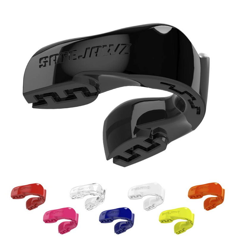 SAFEJAWZ Mouthguard Slim Fit, Adults and Junior Mouth Guard with Case for Boxing, Basketball, Lacrosse, Football, MMA, Martial Arts, Hockey and All Contact Sports Black Adult - BeesActive Australia