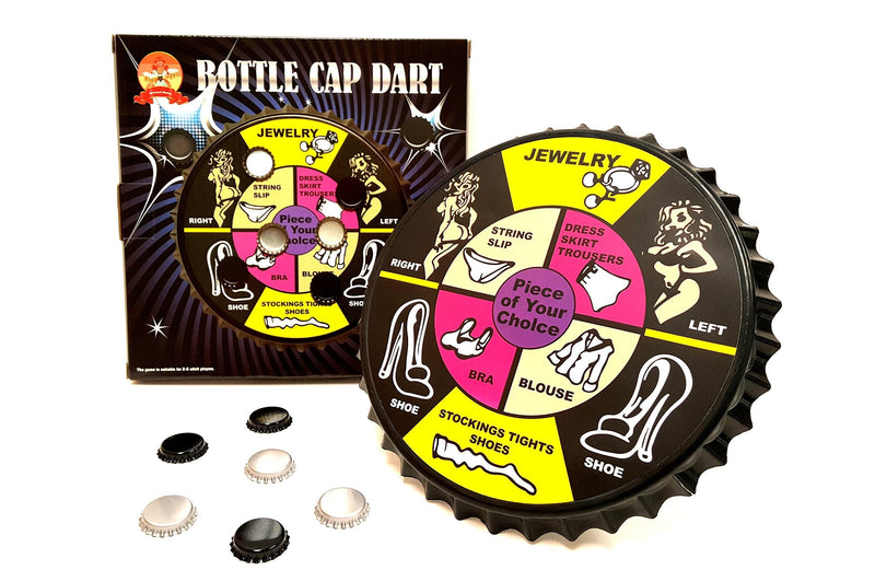 [AUSTRALIA] - Barwench Games' Bottle Cap Darts Party Game, Bottle Cap Magnetic Dart Board (Striptease) 