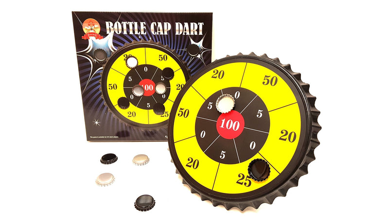 [AUSTRALIA] - Barwench Games' Bottle Cap Darts Party Game, Bottle Cap Magnetic Dart Board (Yellow) 