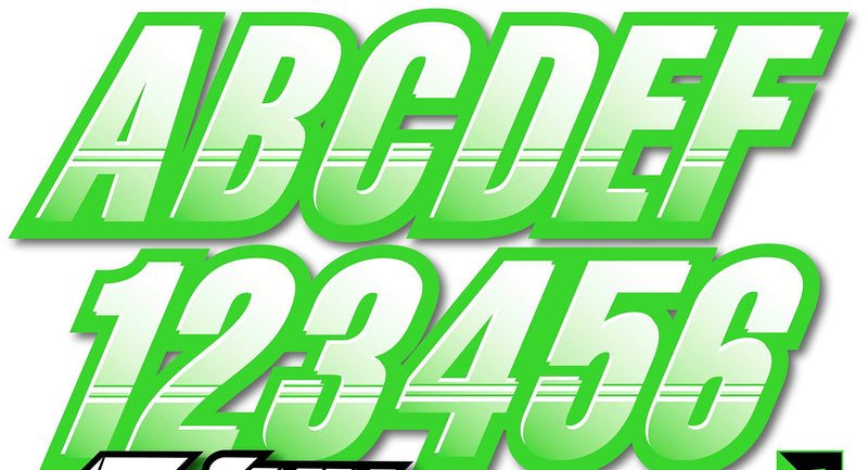 [AUSTRALIA] - Stiffie Techtron White/Electric Green 3" Alpha-Numeric Registration Identification Numbers Stickers Decals for Boats & Personal Watercraft: Matches WaveRunner V1, V1 Sport, VXR, EX 