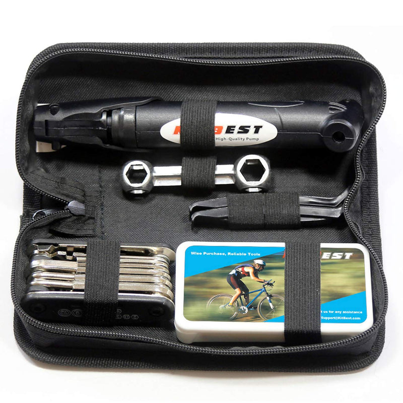 Kitbest Bike Repair Tool Kit. Bicycle Tire Pump, Tire Puncture Repair Kit, Bike Multi Tool Set, Glueless Tire Patches, Bicycle Tire Lever and Portable Bike Bag. Emergency All in One Bike Tool Bike Pump and Repair Tool - BeesActive Australia