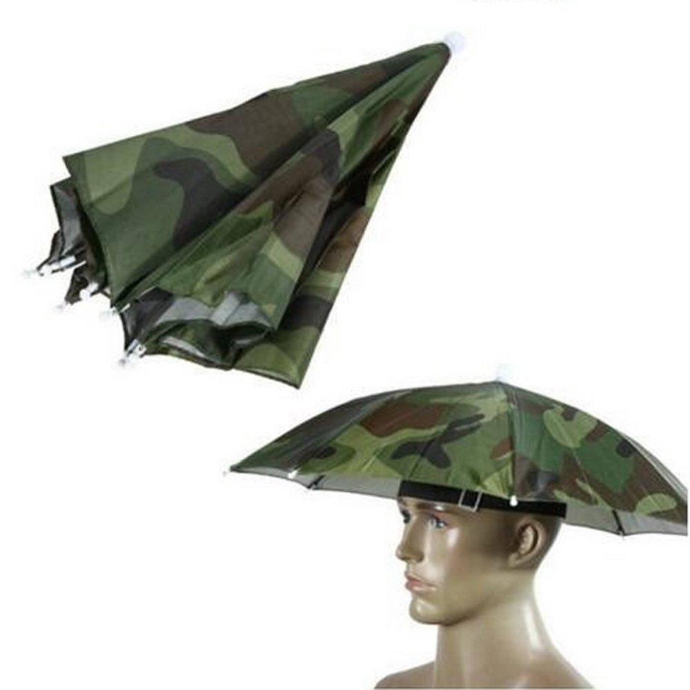 [AUSTRALIA] - Accinouter Umbrella Hat, Folding Headwear 26" Hands Free Sunshade Double Layer Protection Parasol for Fishing Gardening Beach Camping Party (Camouflage, 14.2"x26"x26" (Open) 14.2"x 2" (Fold)) 