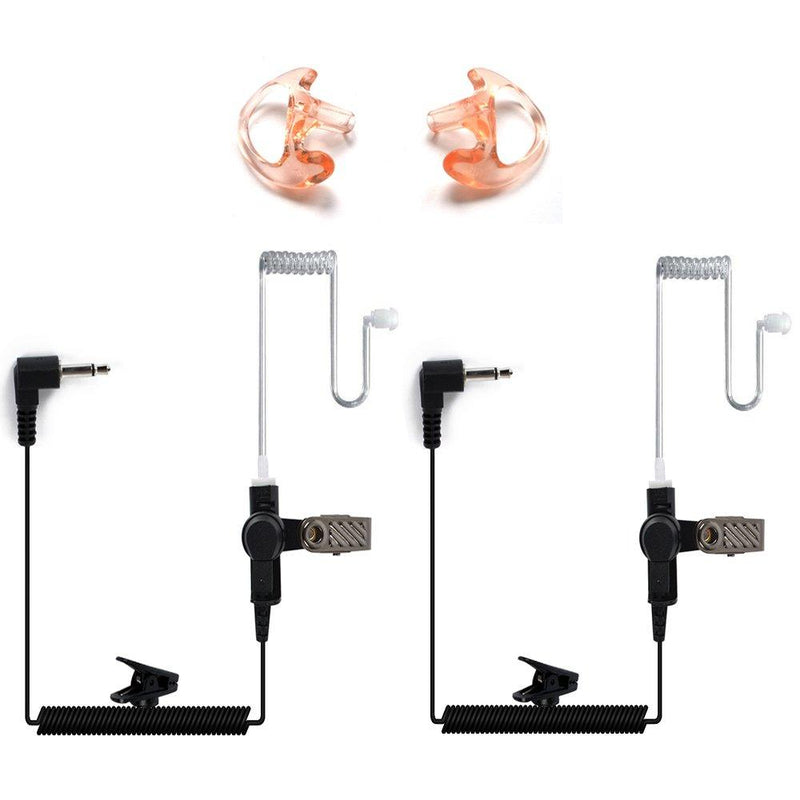 [AUSTRALIA] - HYS 2.5mm Receiver/Listen ONLY Surveillance Acoustic Tube Earpiece Headset Shoulder with One Pair Medium Earmolds(Left and Right) 