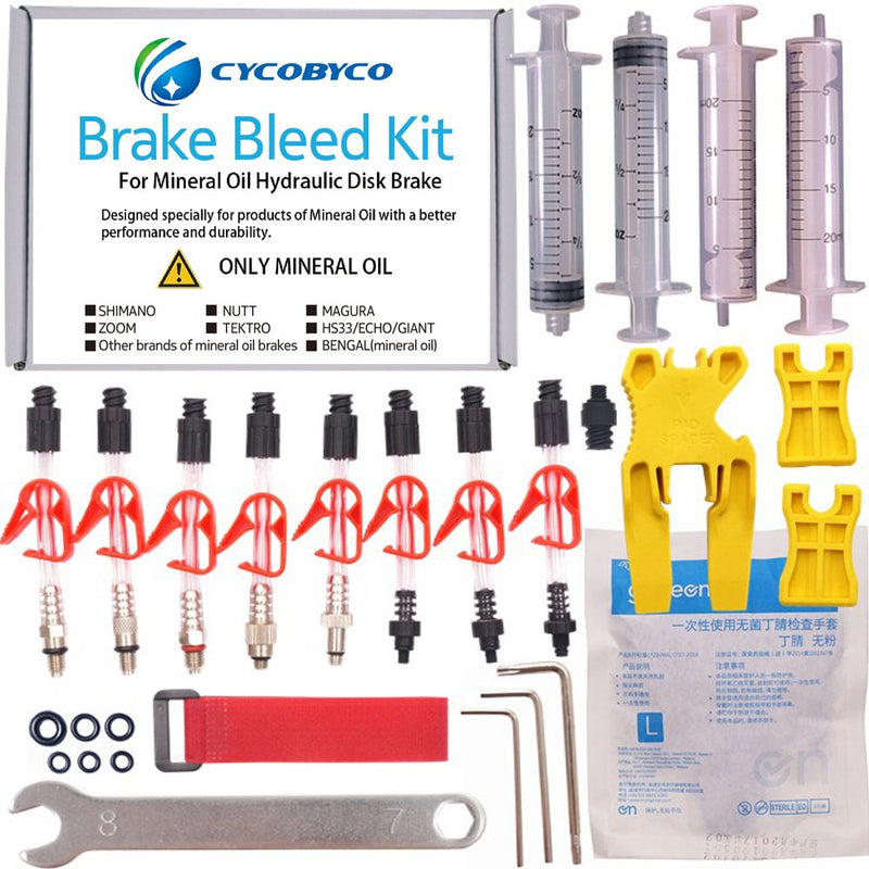 CYCOBYCO Mineral Oil Bicycle Hydraulic Disc Brake Bleed Kit for All Series Shimano/Magura/Tektro/Zoom/CSC/Echo/Giant / HS33 / Nutt Cycling - BeesActive Australia
