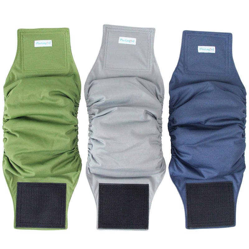 Paw Legend Washable Dog Belly Wrap Diapers for Male Dog (3 Pack) Small Army, Grey, Navy (Black Lining) - BeesActive Australia