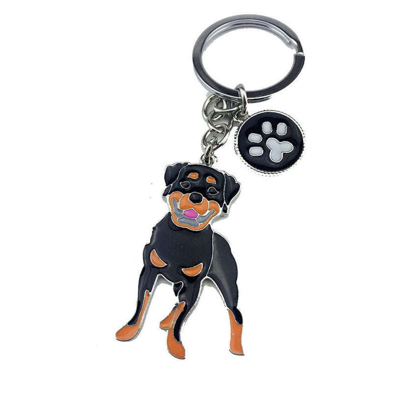 BBEART Dog Keychain Ring, Cool Cute Pet Dog Keyring Bag Charm Mini Metal Key Ring Keyfob Rottweiler - BeesActive Australia
