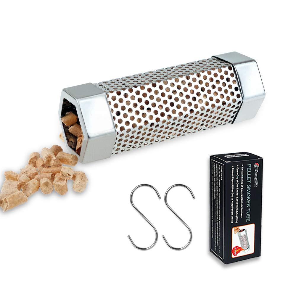 [AUSTRALIA] - KampFit Pellet Smoker Tube 6 Inch - Stainless Steel Perforated Wood Pellet Tube Smoker - 2 Hours of Additional Billowing Cold Smoke for All Electric, Gas, Charcoal Grills or Smokers 