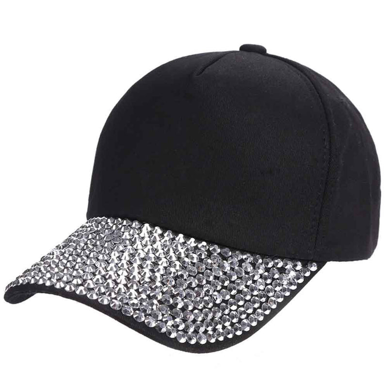 Ztl Studded Rhinestone Baseball Cap Dad Hat Trucker Hat Adjustable Strapback Cap Black - BeesActive Australia