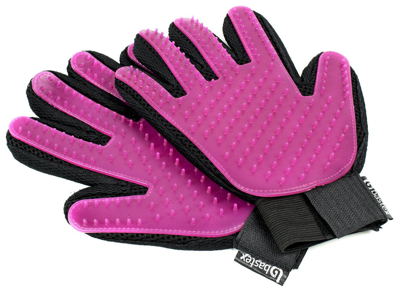 Bastex Pet Grooming Gloves in Pink. Gentle Deshedding Brush Glove. Great for Cats and Dogs with Long and Short Fur. Tool for Removing pet Hair Off Furniture and Rubber Tips for Massage. - BeesActive Australia