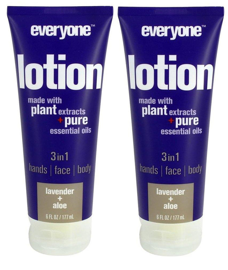 Everyone 3-in-1 Lavender and Aloe Lotion (Pack of 2) with Matricaria Flower Extract, Organic Aloe Barbadensis Leaf and Coconut Oil, 6 fl. oz. - BeesActive Australia