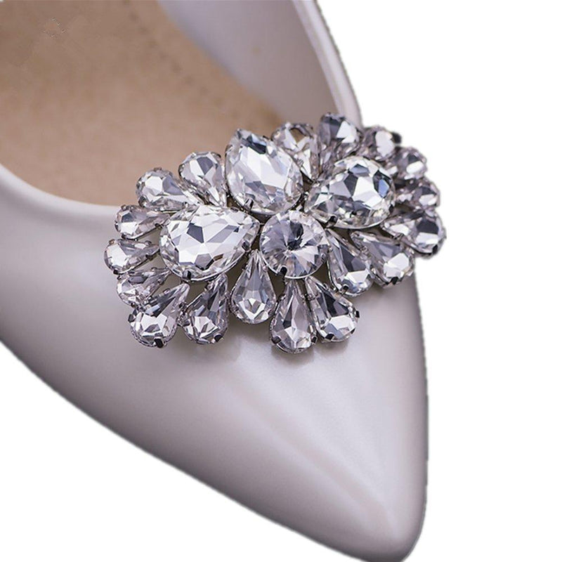 [AUSTRALIA] - Casualfashion 2Pcs Bling Bling Crystal Rhinestones Wedding Party Prom Shoe Clips Buckles Decorations for Women 1.57×2.44inch 