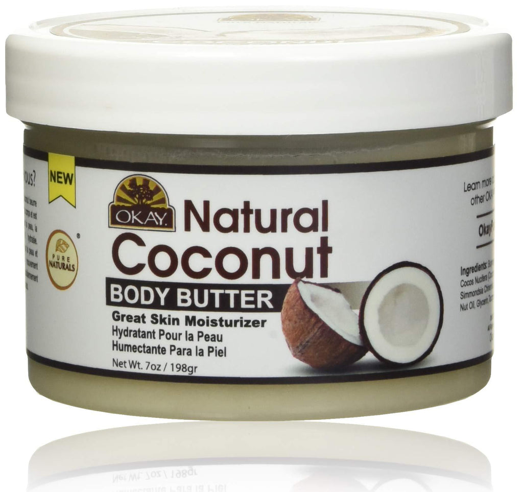 Okay Butter 100% Natural Smooth for Skin and Hair Easily Absorbed By the Skin & Hair Leaving It Soft & Moisturized Silicone, Paraben Free For All Skin & Hair Types Made in USA oz, Gray, Coconut, 7 Oz - BeesActive Australia