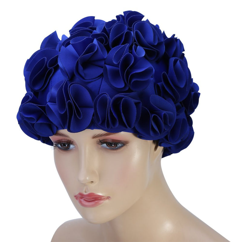 Women Swimming Hat Floral Petal Retro Style Bathing Hat Swim Flower Hat ( Color : Blue ) - BeesActive Australia