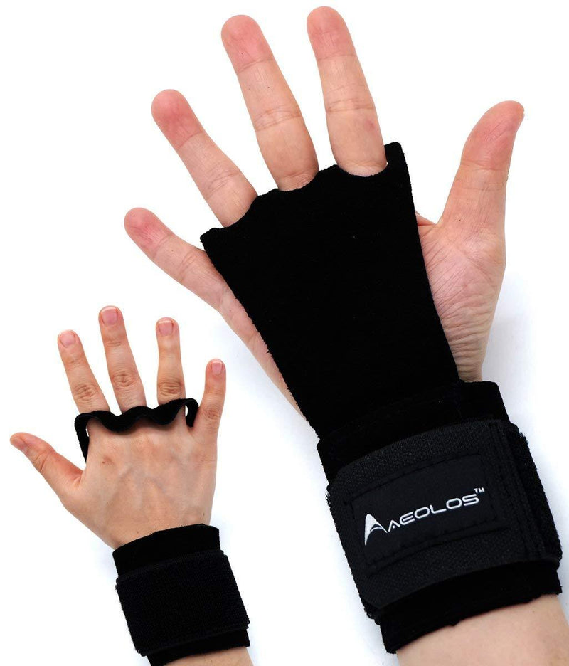 AEOLOS Leather Gymnastics Hand Grips-Great for Gymnastics,Pull up,Weight Lifting,Kettlebells and Cross Training 1#BLACK X-Small - BeesActive Australia