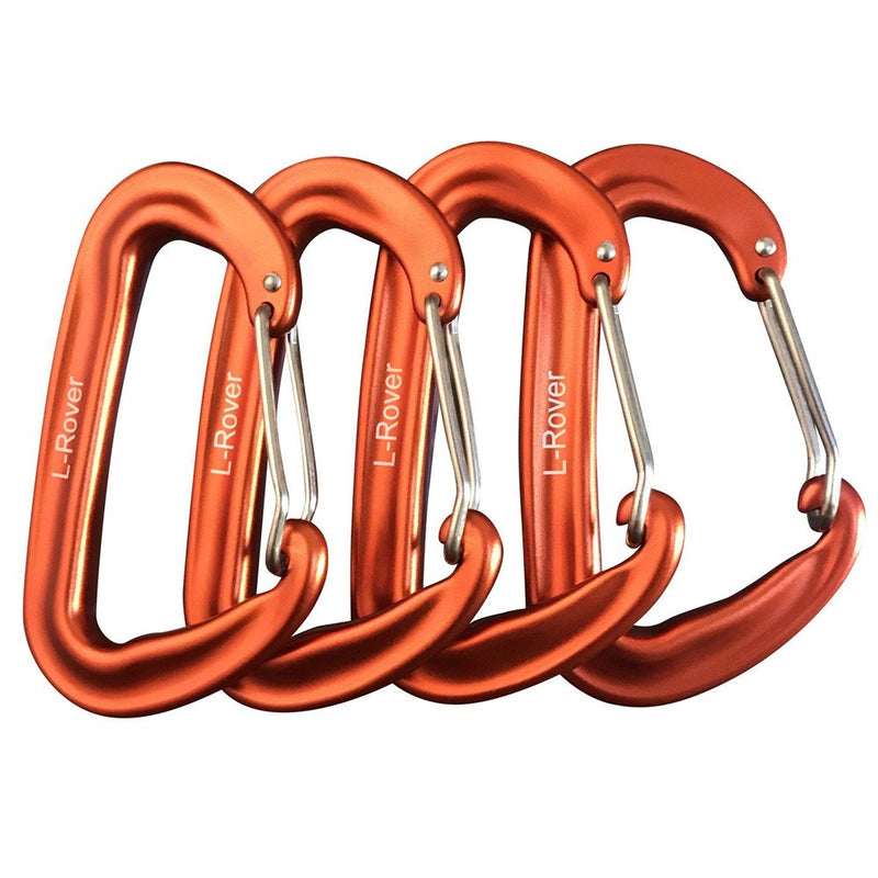 L-Rover Carabiner,12KN Lightweight Heavy Duty Carabiner Clips,Aluminium Wiregate Caribeaners for Hammocks,Camping, Key Chains, Outdoor and Gym etc,Hiking & Utility Orange4PCS - BeesActive Australia