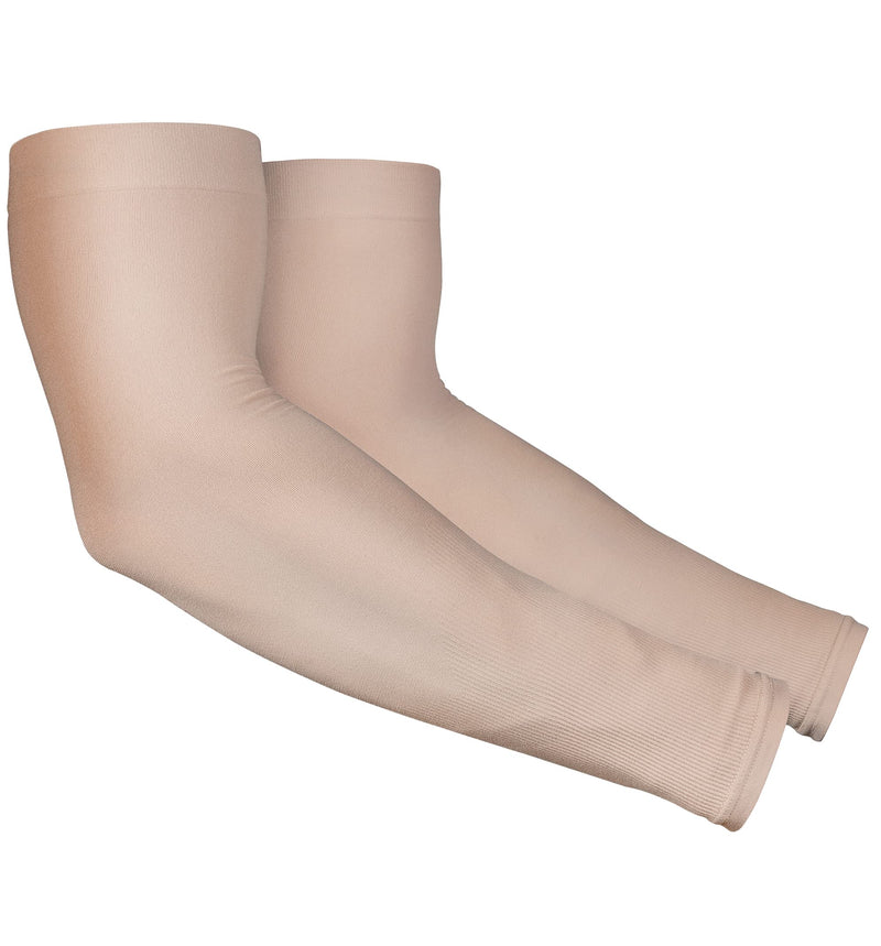 UV Sun Protection Arm Sleeves for Men & Women - UPF 50 Sports Compression Cooling Sleeve - Skin Cancer Foundation Recommended OSFM Light Beige - 1 Pair - BeesActive Australia