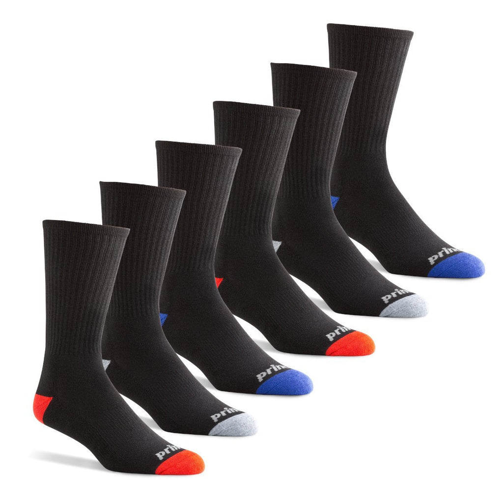 [AUSTRALIA] - Prince Men's Athletic Crew Socks for Running, Tennis and Casual Use (6 Pair Pack) Shoe Size: 12-16 Black 