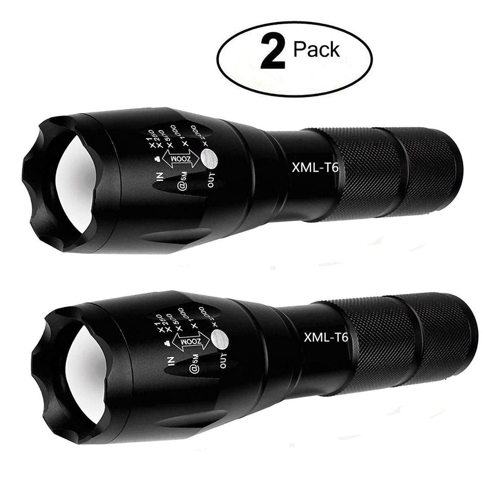 2 Pack Tactical Flashlight Torch, Military Grade 5 Modes XML T6 3000 Lumens Tactical Led Waterproof Handheld Flashlight for Camping Biking Hiking Outdoor Home Emergency - BeesActive Australia