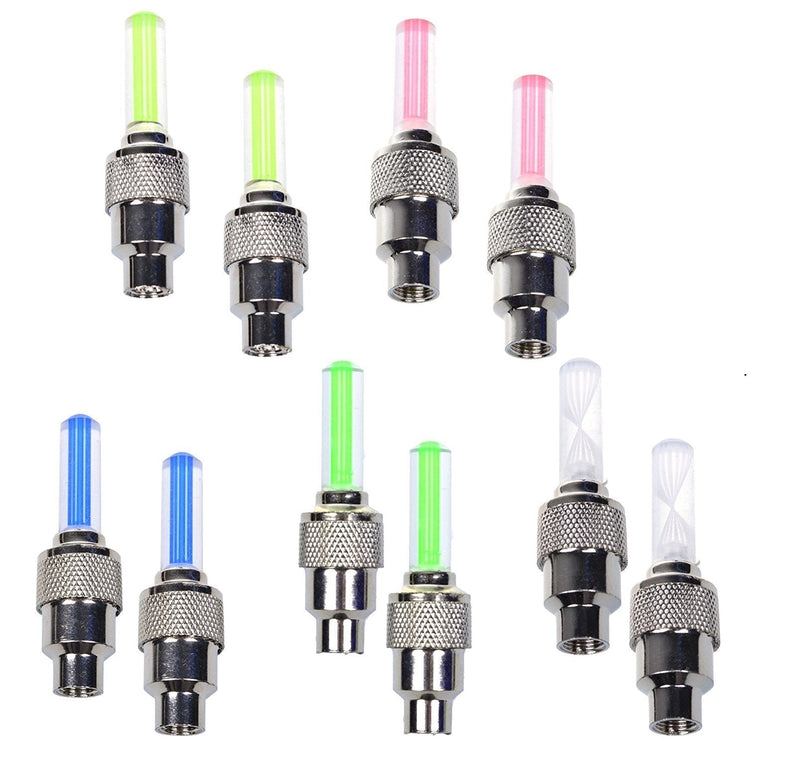 Dkiigame 10 Pack of Led Flash Tyre Wheel Valve Cap Light for Car Bike Bicycle Motorbicycle Wheel Light Tire (2 x Red, 2 x Yellow, 2 x Blue, 2 x Green, 2 x Colorful) - BeesActive Australia