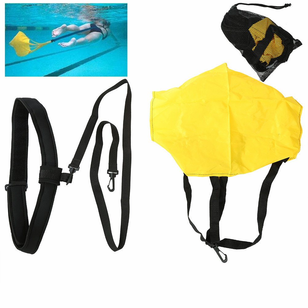 Swimming Resistance Belt Swim Training Exerciser Belt Traction Resistance Swiming Training Device Swim Resistance Cords Drag Belt with Drag Parachute for Adults and Kids - BeesActive Australia