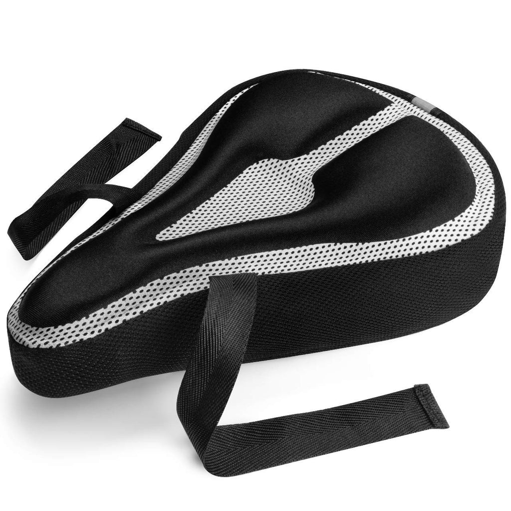 Padded Bike Seat Cushion Cover: Comfortable, Durable Gel Bicycle Pillow Pad for Mountain Bikes, Road Bikes, Cruiser Bikes, Exercise or Spin Bikes - Black Saddle Padding Support for Adults - BeesActive Australia