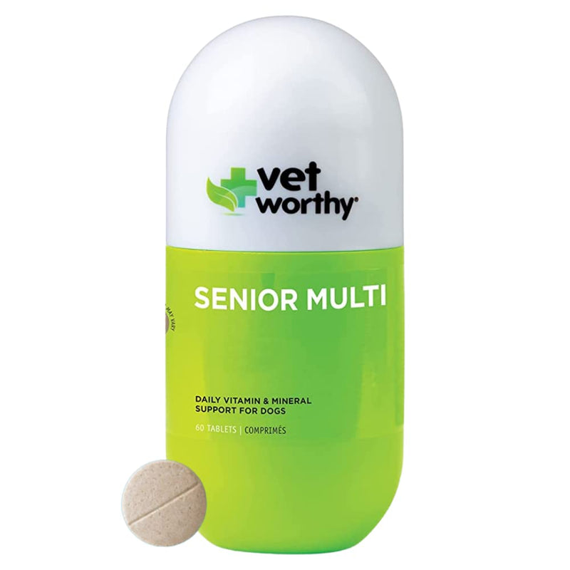 Vet Worthy Senior Multivitamin Chewable for Dogs - Antioxidants and Nutritional Support - Daily Support - Essential Vitamins, Minerals, & Enzymes- Liver Flavor Chewable for Dogs - 60 Tablets - BeesActive Australia