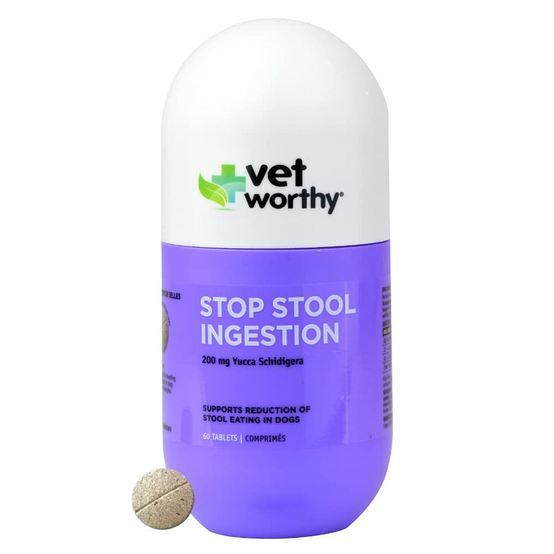 Vet Worthy Stop Stool Ingestion - Daily Supplement for Dogs to Prevent Stool Eating - Dog Supplement with Yucca Schidigera, Parsley Leaf, Chamomile, Thiamine - Liver Flavor, 60 Chewable Tablets - BeesActive Australia
