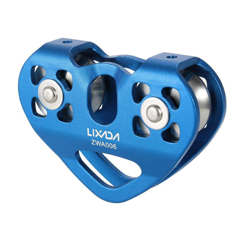 Lixada Climbing Pulley Zip Line Pulley 20kN Bearing Mobile Pulley with 25kN Screw Locking Carainber for Rigging Climbing Dark Blue - BeesActive Australia