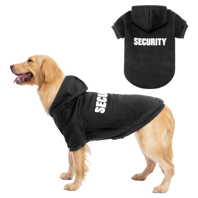 BINGPET Security Dog Hoodies Puppy Sweater Cold Weather Dog Coats Soft Brushed Fleece Pet Clothes Hooded Sweatshirt for Dog Cat X-Large (Chest Girth 34") Black - BeesActive Australia