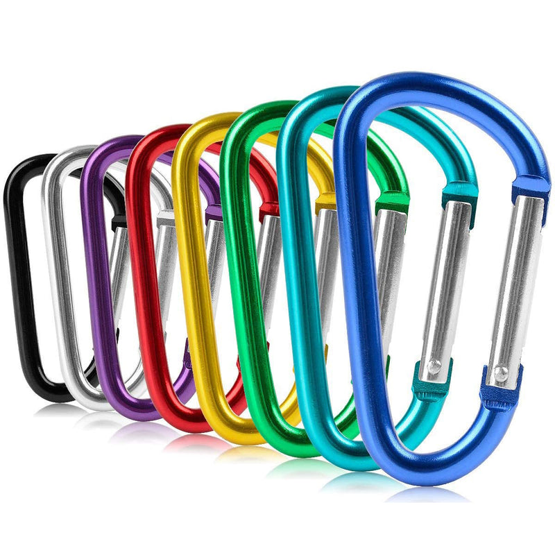 ZEINZE Carabiner Clip 3" Aluminum D-Ring Spring Loaded Gate Small Keychain Carabiners Clip Set for Outdoor Camping Mini Lock Hooks Spring Snap Link Key Chain Durable Improved Design 8 Pack Assorted - BeesActive Australia