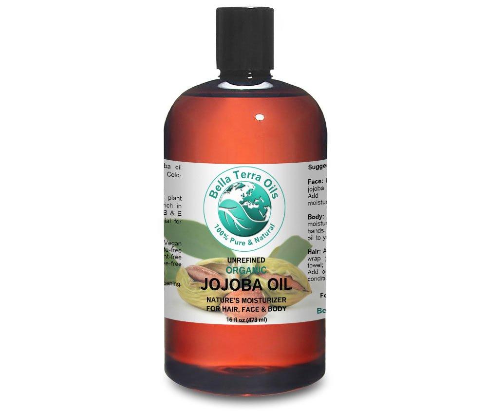 Jojoba Oil 16 oz 100% Pure Cold-pressed Unrefined Organic Skin and Hair Moisturizer - Bella Terra Oils - BeesActive Australia