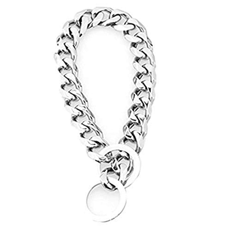 Heavy Metal Duty Walking Dog Training Collar Silver Tone 19mm Wide Strong Stainless Steel Dog Choke Collar Bulldog Pet Necklace Chain for for Small Medium Large Dogs Pit Bull, Mastiff, Bulldog, & Big Breeds 28inch Chain(Suggest Dog Neck 24inch) - BeesActive Australia
