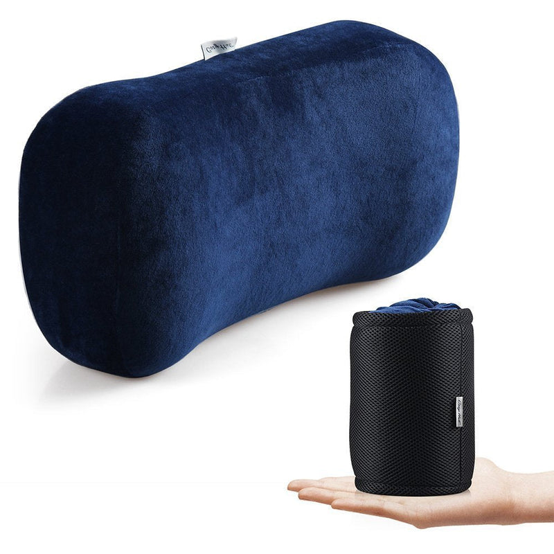 Portable Memory Foam Camping Pillow Travel Pillow Ergonomic Sleeping Bed Pillow for Good Night Sleep Cervical Curved Neck Support for Travel Camping Hiking Car Seat Plane Lumbar Support16.5LX7.8W - BeesActive Australia