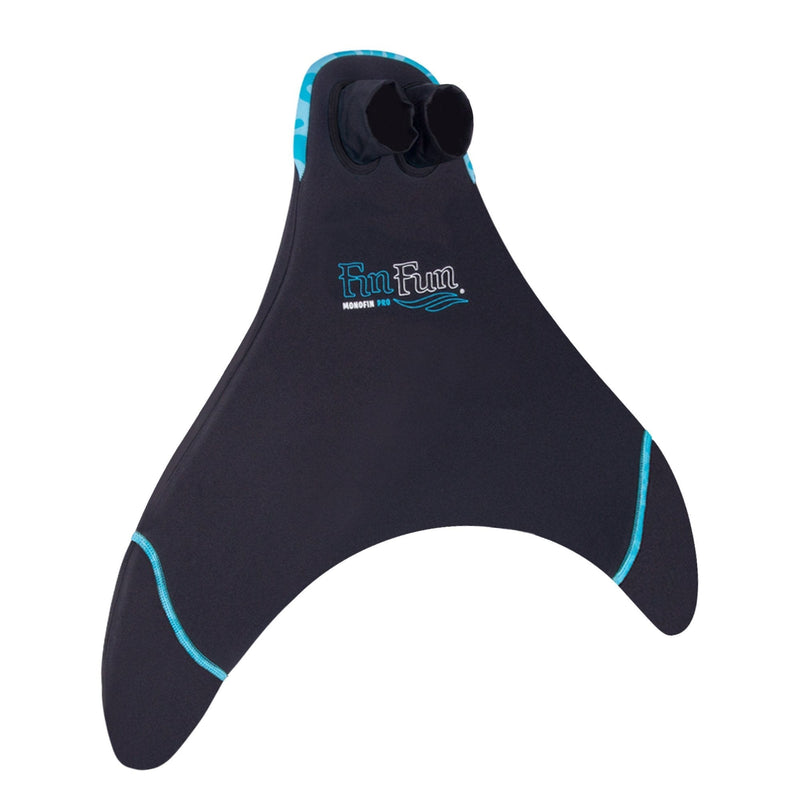 Fin Fun Mermaid Monofin, Swim Fin for Kids and Adults Blue Trim Black Junior - Ages 6-11 - BeesActive Australia