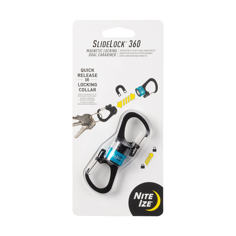 Nite Ize MSBL-03-R7 SlideLock 360° Magnetic Locking Dual Carabiner, Blue - BeesActive Australia