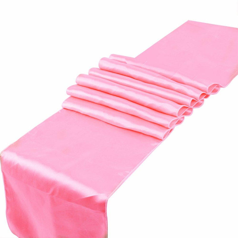 [AUSTRALIA] - RayLineDo Pack of 10 12'' X 108'' Satin Table Runners for Wedding Party Banquet Table Party Bridal Decoration in Pink 