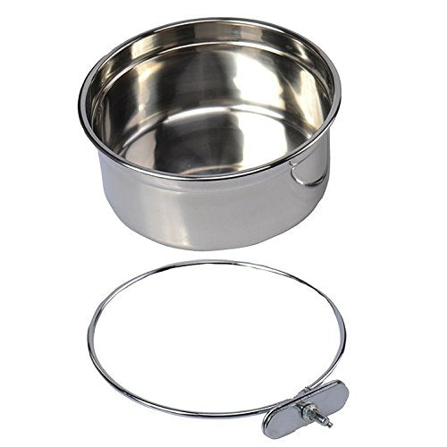 Pet Dog Coop Cups Stainless Steel Feeding Bowl with Clamp - Detachable Dog Cat Cage Kennel Hanging Bowl Metal Food Water Feeder Large - BeesActive Australia