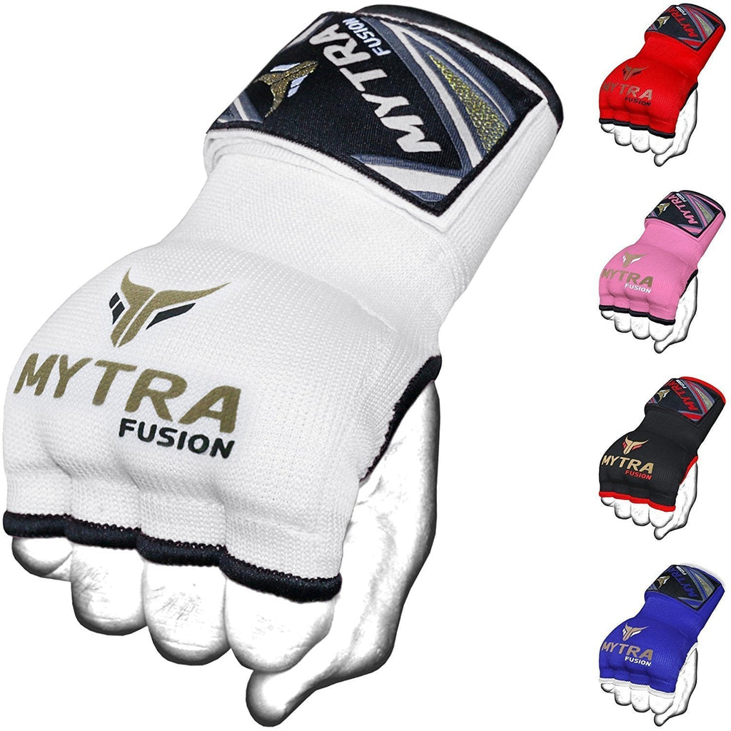 [AUSTRALIA] - Mytra Inner Gloves Hand Wraps Boxing Hybrid Gloves Inner Gloves Boxing MMA Muay Thai Gym Workout Hand Wraps Gel Inner Gloves Fingerless Gloves Bandages Mitts Hand Protector. White L-XL 