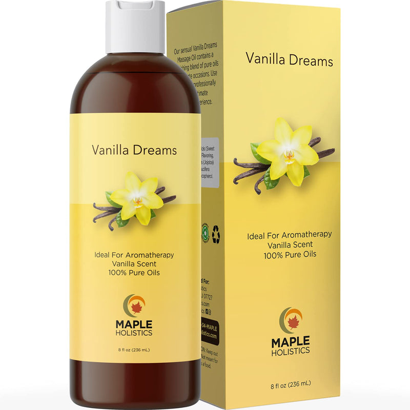 Sensual Vanilla Massage Oil - Men and Women with Pure Jojoba Sweet Almond Lavender Moisturizer Anti Cellulite Body Oil for Dry Skin Antioxidant Vitamin E for Healthy Soft Skin and Muscle Pain Relaxer Vanilla Dreams - BeesActive Australia