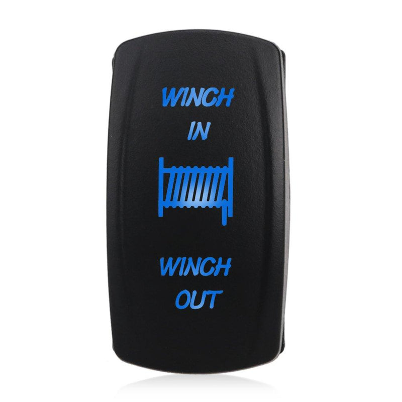 [AUSTRALIA] - WATERWICH 7 pin Momentary Winch In Out Rocker Toggle Switch Waterproof DC 20A 12V/10A 24V Black Shell/ON-OFF-ON DPDT illuminated Rocker Switch For Auto Truck Boat Marine (Winch In Out Switch) 