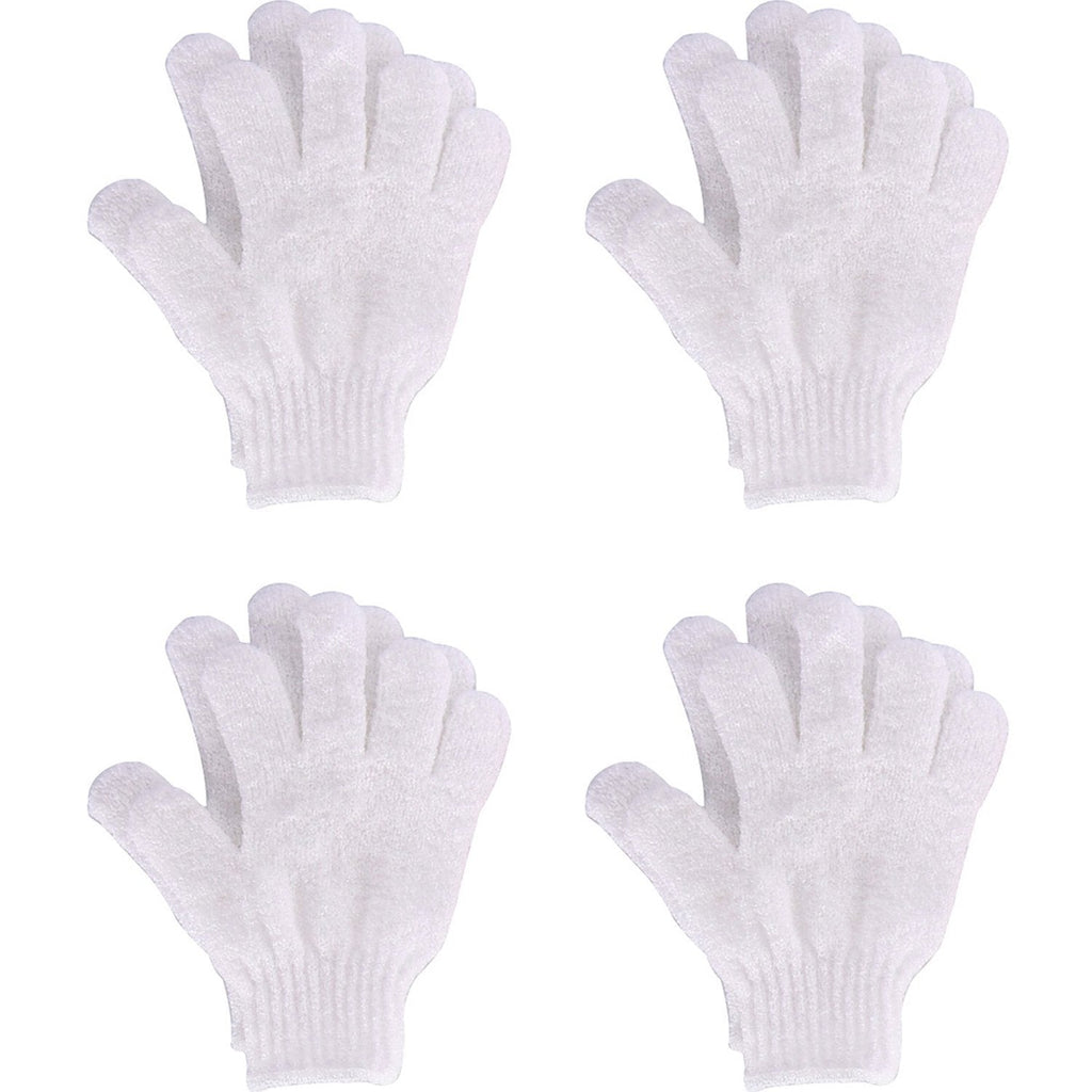 Hotop 4 Pairs Shower Gloves Scrubbing Gloves Dual-sided Exfoliating Glove Body Bath Scrubs, White - BeesActive Australia